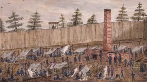 A drawing Andersonville Prison, in Georgia.